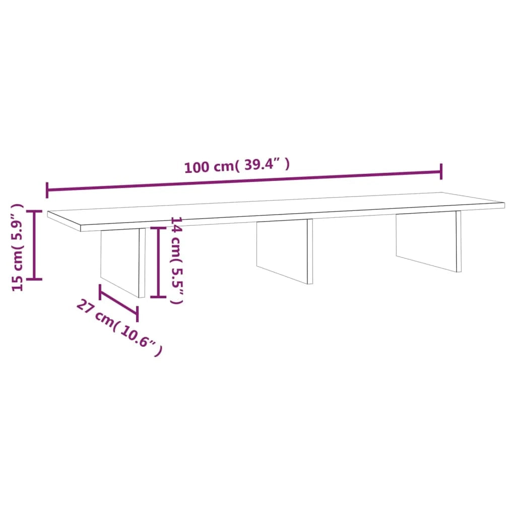 Supporto per monitor 100 x 27 x 15 cm in legno massello di pino bianco 02_0004443