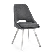 Set di 2 Sedie Imbottite in Tessuto con Gambe in Acciaio - GRIFFIN