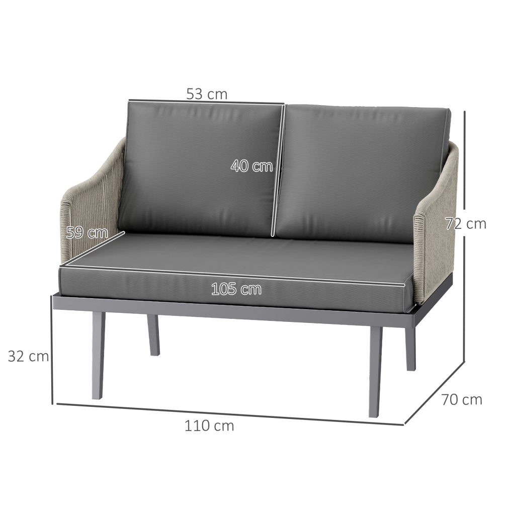 Divano da giardino 2 posti con cuscini in polyrattan ¨C zephmum ¨C grigio scuro 110x70x72 cm
