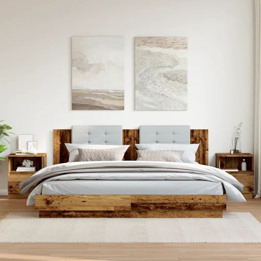 Comodini 2 pz-Set di 2 Tavolino da notte Legno Antico 40x40x50 cm in Legno Multistrato