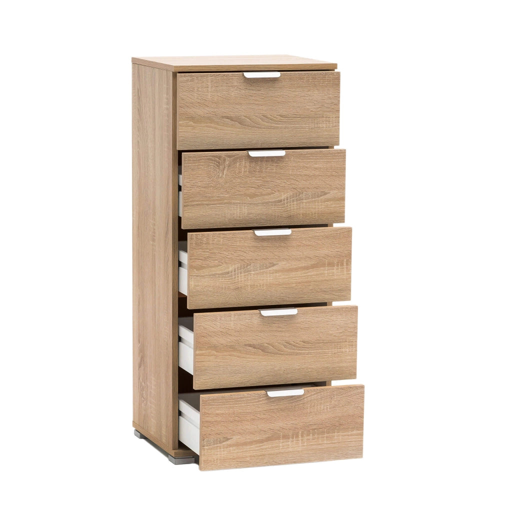 CASSETTIERA CON 5 CASSETTI IN LEGNO NATURALE 45 X 38 X H103 CM