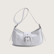 Borsa a tracolla diagonale in vera pelle, bianca