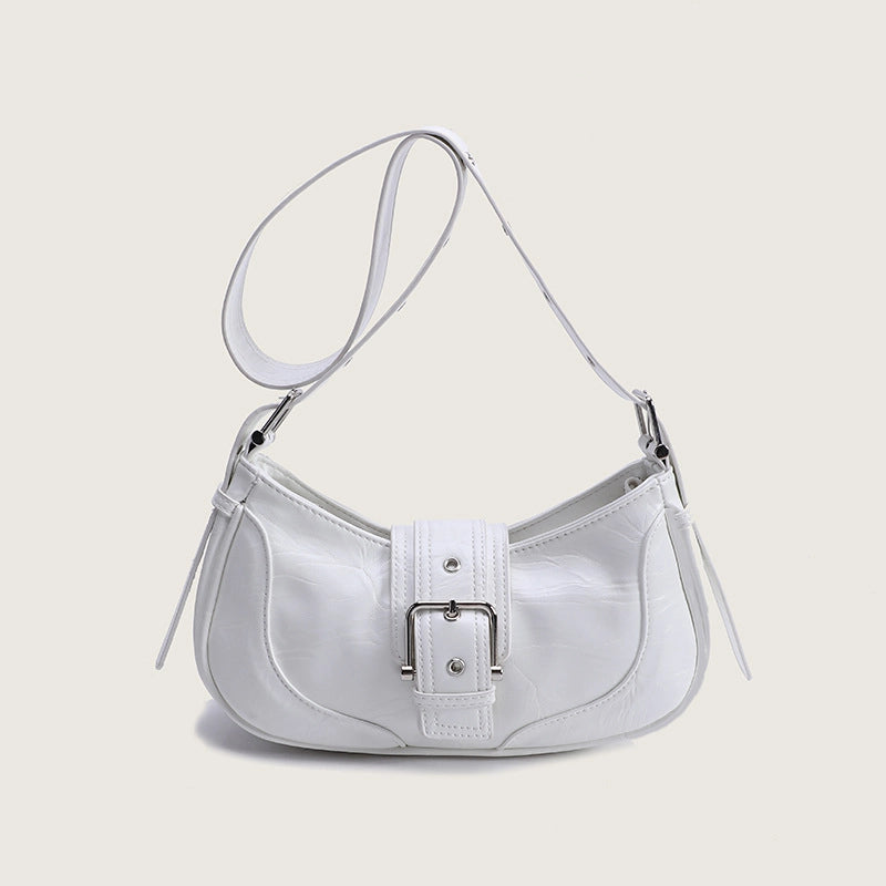 Borsa a tracolla diagonale in vera pelle, bianca