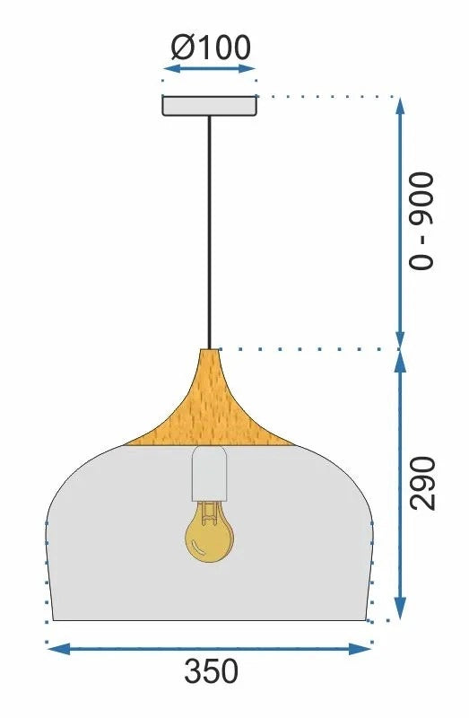 Lampada Da Soffitto Pensile Singola Bari Grigio