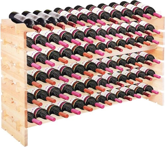 Wijnrek per 72 bottiglie in legno - Standard vintage per vino per cucina e bar