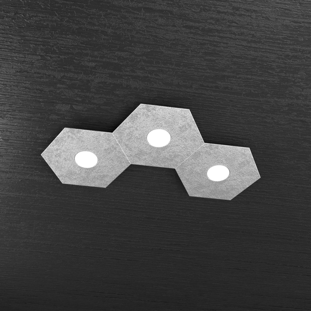 HEXAGON APPLIQUE-PLAFONIERA 3 LUCI FOGLIA ARGENTO 1142-3L-FA