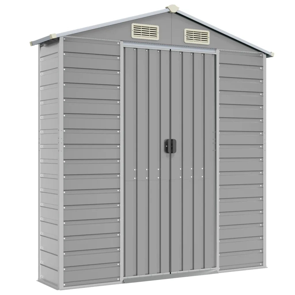 Casetta da giardino grigio chiaro 191x385x198 cm in acciaio zincato 3188245