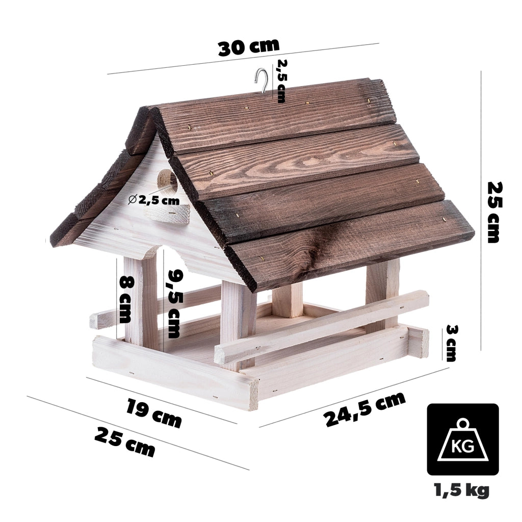 KADAX Grande mangiatoia per uccelli in legno da appendere, decorazione da giardino.