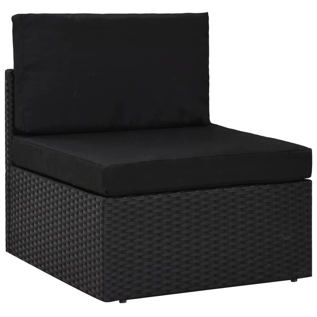 Set di mobili da giardino per esterni 9 pezzi con cuscini resina intrecciata nera 02_0018070