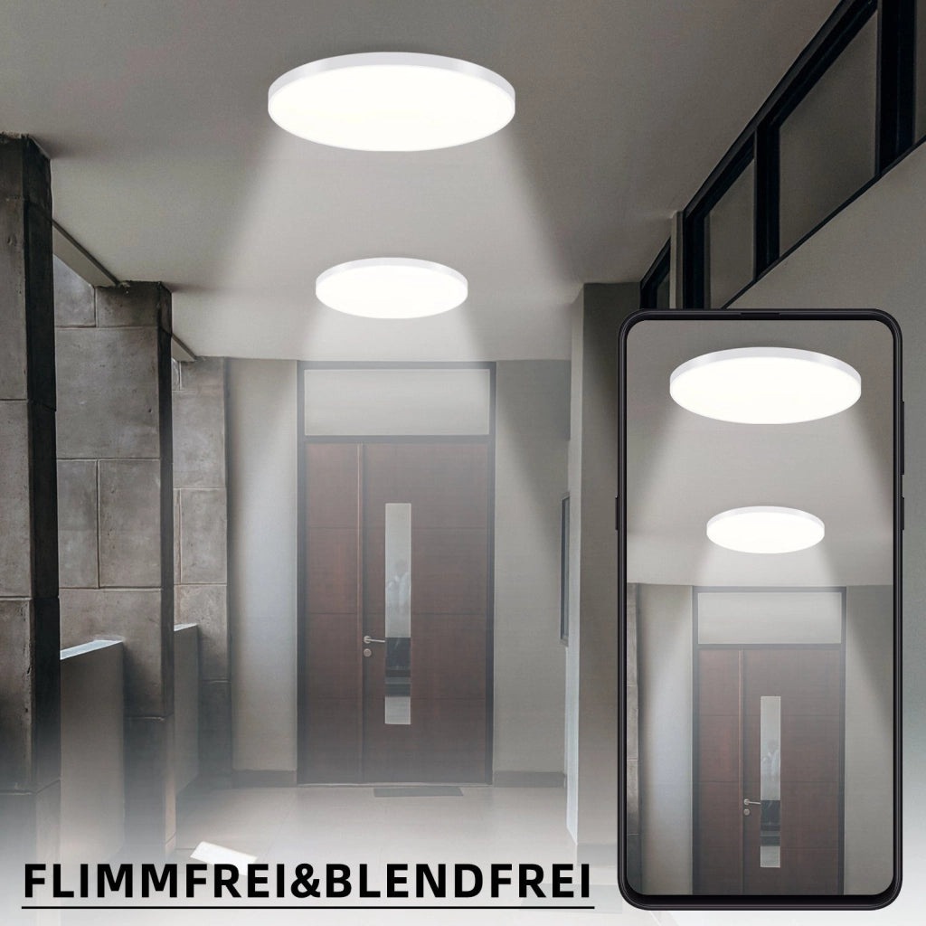 ZMH Lampada da soffitto plafoniera LED bianca IP44 37 cm per interni