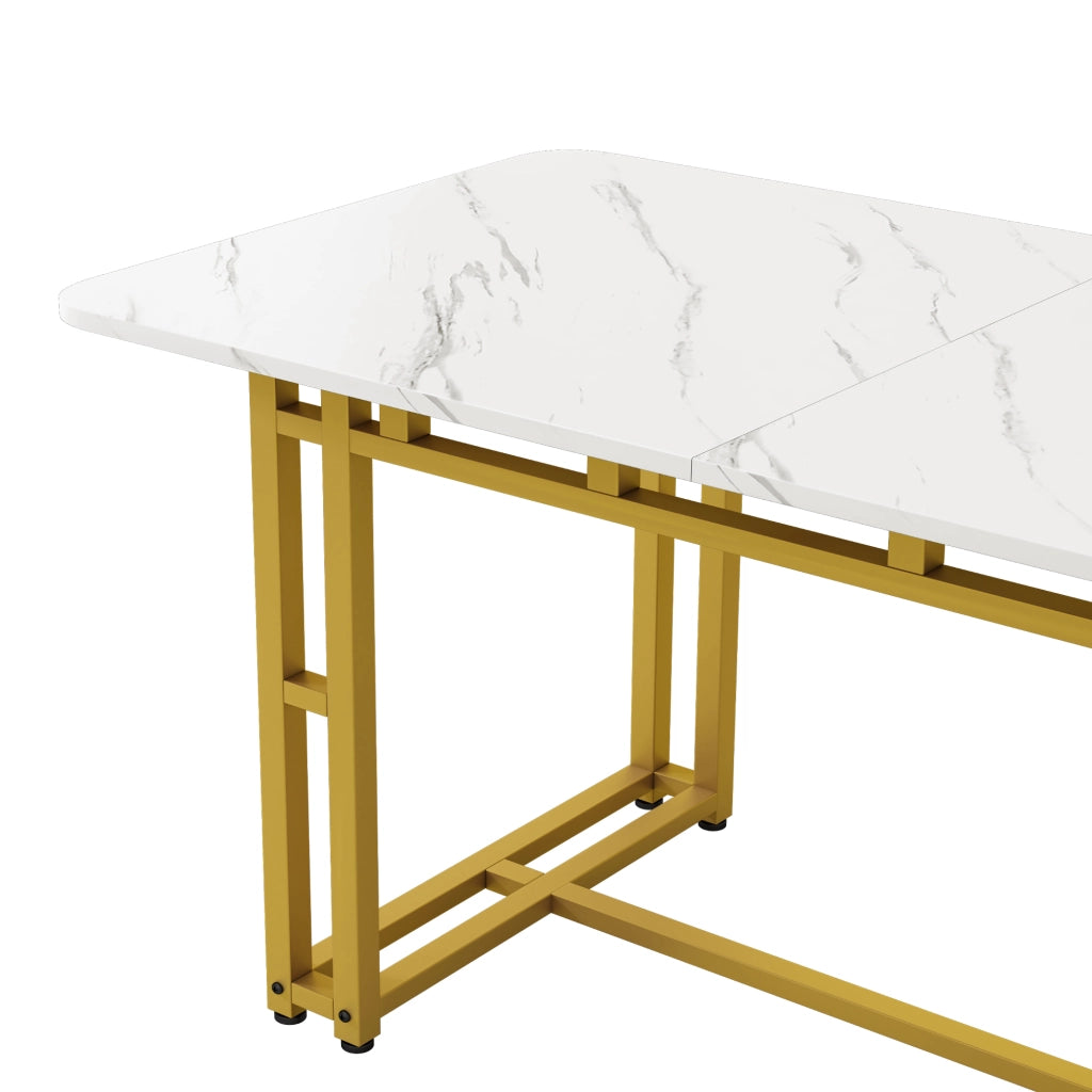 TAVOLO DA PRANZO 120x70 cm MDF Dorato con gambe in metallo