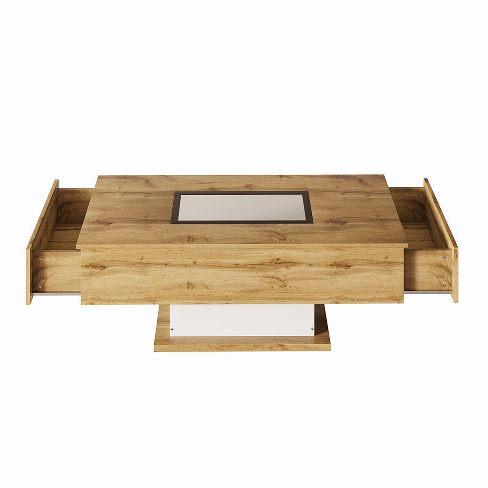 Tavolino da salotto con luce LED - Xylo - Due cassetti in vetro