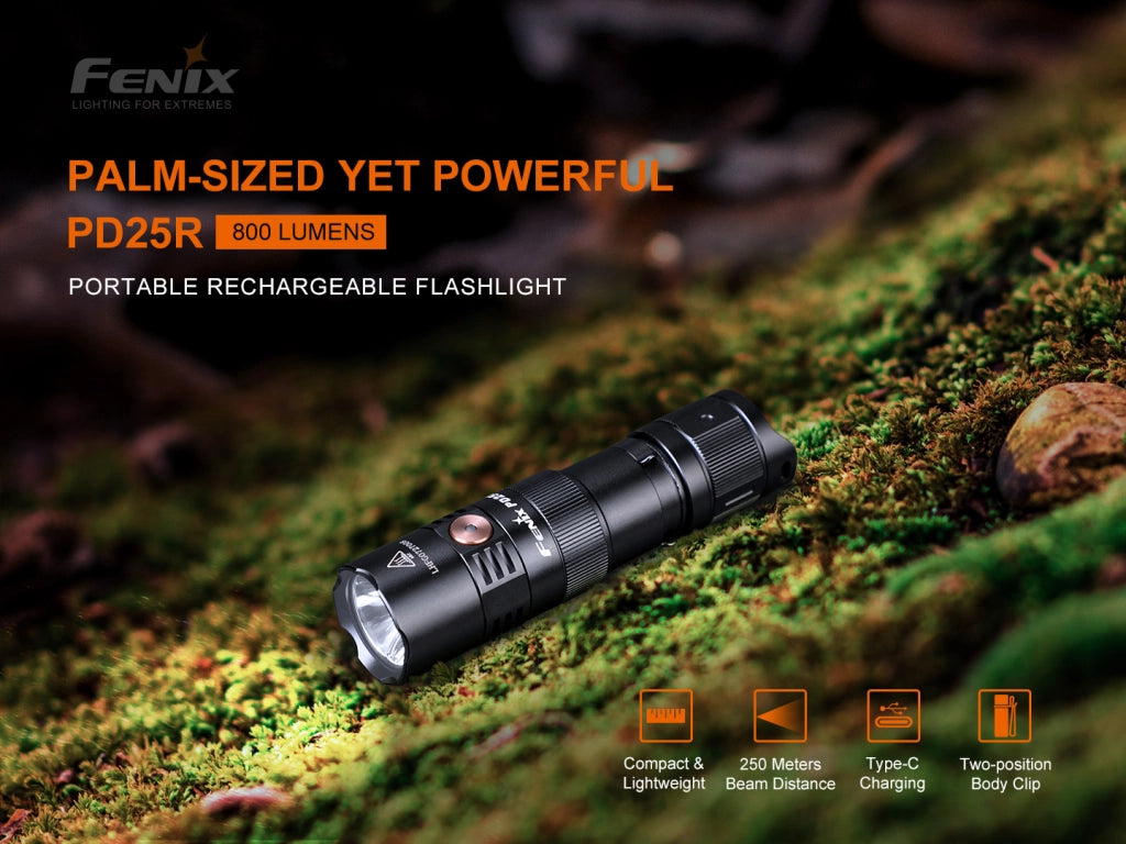 Torcia LED ricaricabile FENIX PD25R 800 lumen 250 metri