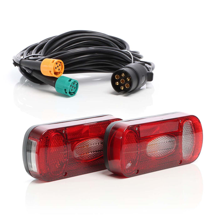Set 2 luci posteriori RFS T1 con cavo a 7 poli da 5 m per illuminazione rimorchi