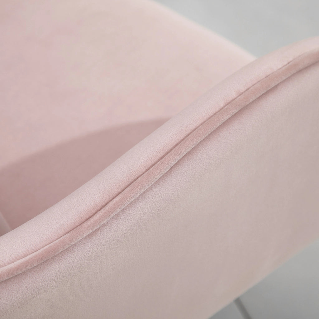 Sedia da ufficio girevole con massaggio lombare altezza regolabile USB e ruote in velluto rosa 57 × 70 × 78-86 cm