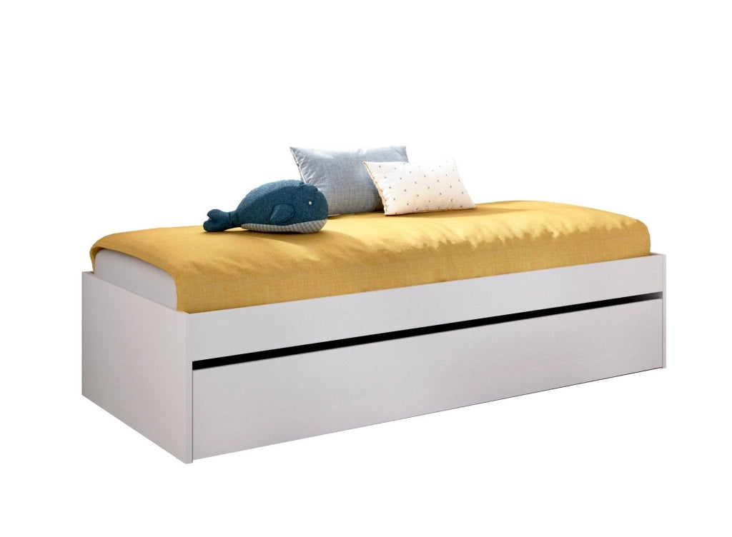 Letto per bambini Aka, Lettino per cameretta, Set camera da letto, Struttura porta materasso, 96x195 h40 cm, Bianco