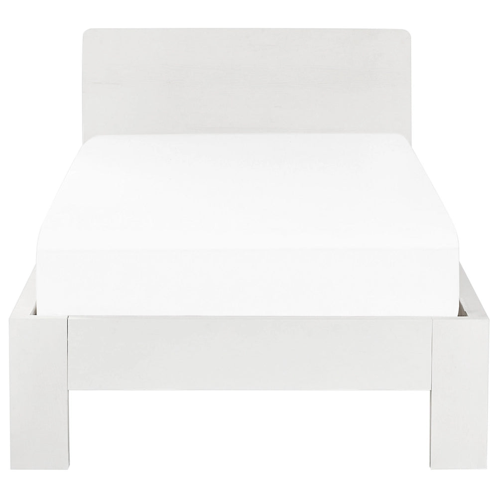 Letto in legno di pino bianco Dimensioni singole 90 x 200 Testiera a doghe minimalista