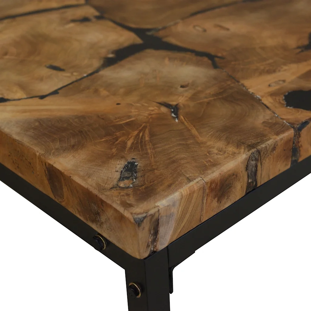 Tavolino da salotto | Tavolino da caff¨¨ | Tavolino da Soggiorno in Legno di Teak e Resina 60x60x40 cm