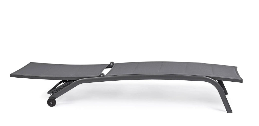 Lettino Prendisole da Giardino 61x192x96 cm con Ruote in Alluminio Antracite