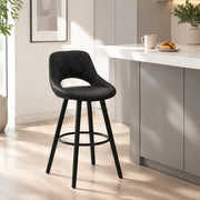 Sgabello bar con schienale, seduta ergonomica e base in legno massiccio