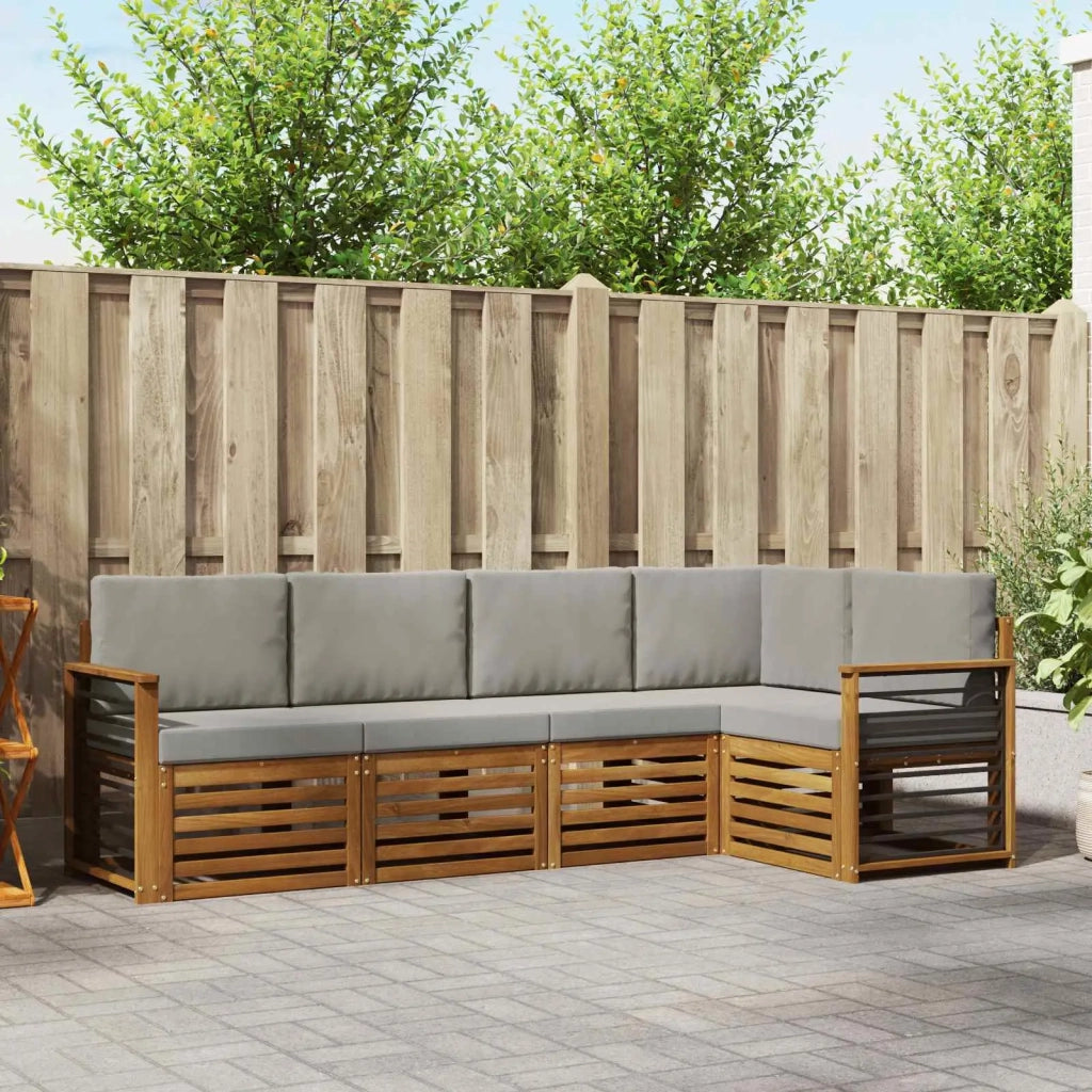 Set divano sezionale con cuscino 5 pcs Grigio Naturale e Chiaro