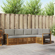 Set divano sezionale con cuscino 5 pcs Grigio Naturale e Chiaro