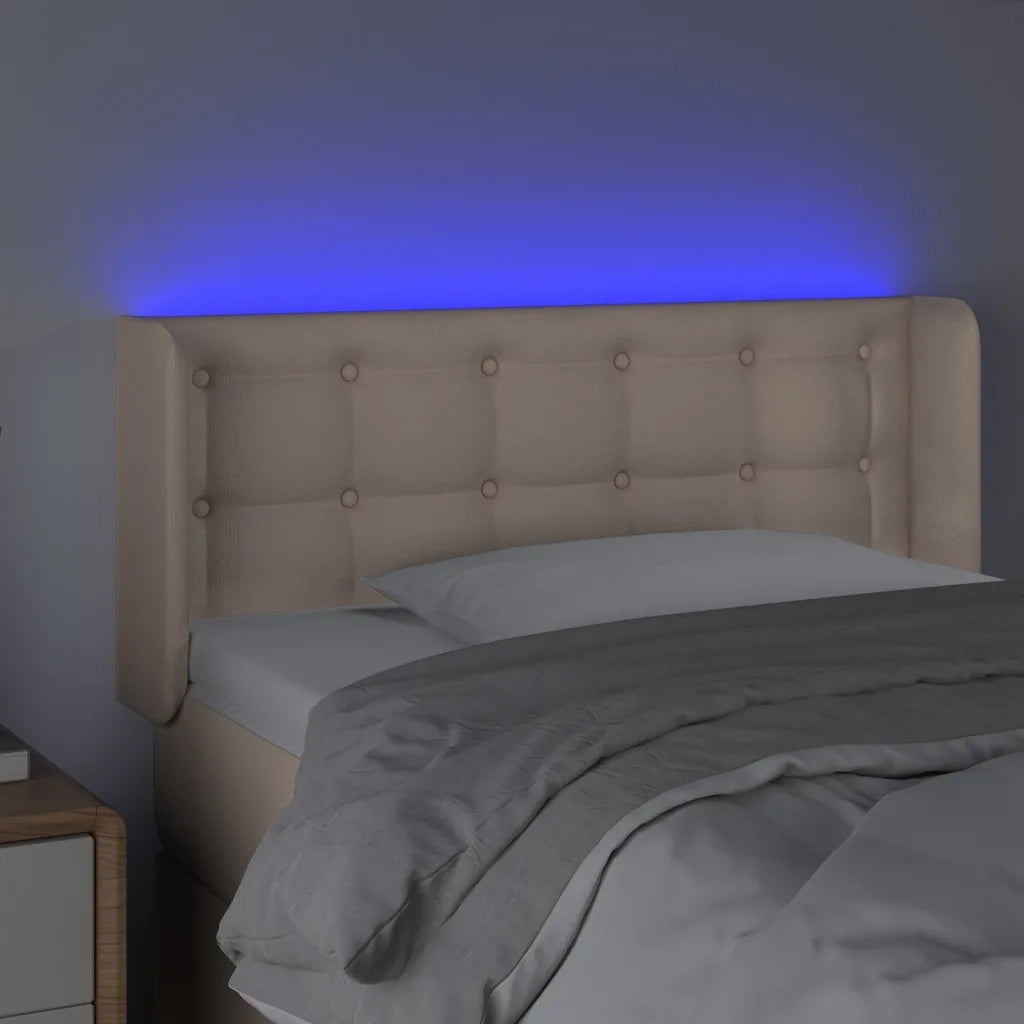 Testiera Cappuccino a LED 93x16x78/88 cm in Similpelle 3123319