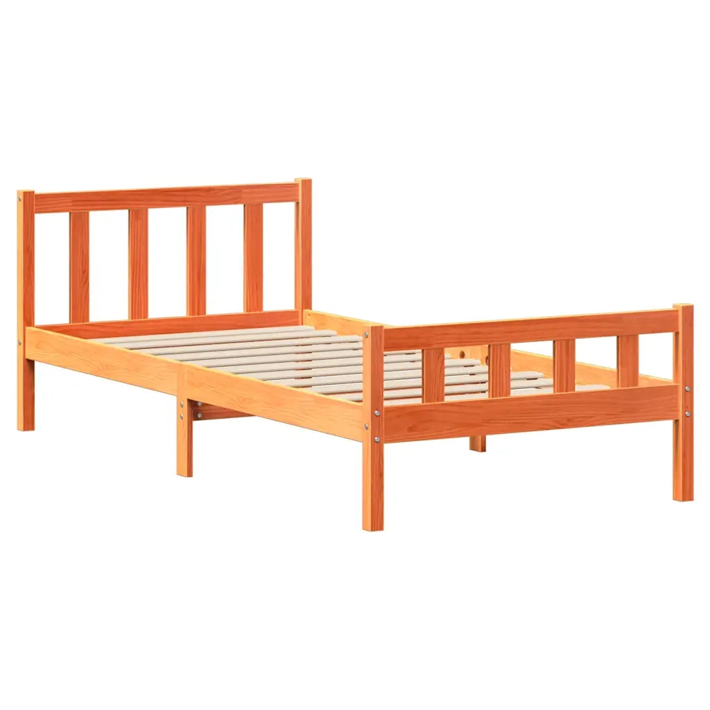 Letto senza Materasso Marrone Cera 75x190 cm in Legno di Pino