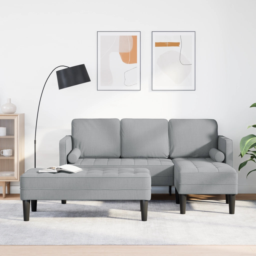 Set di 2 Divani con Cuscini Grigio Chiaro