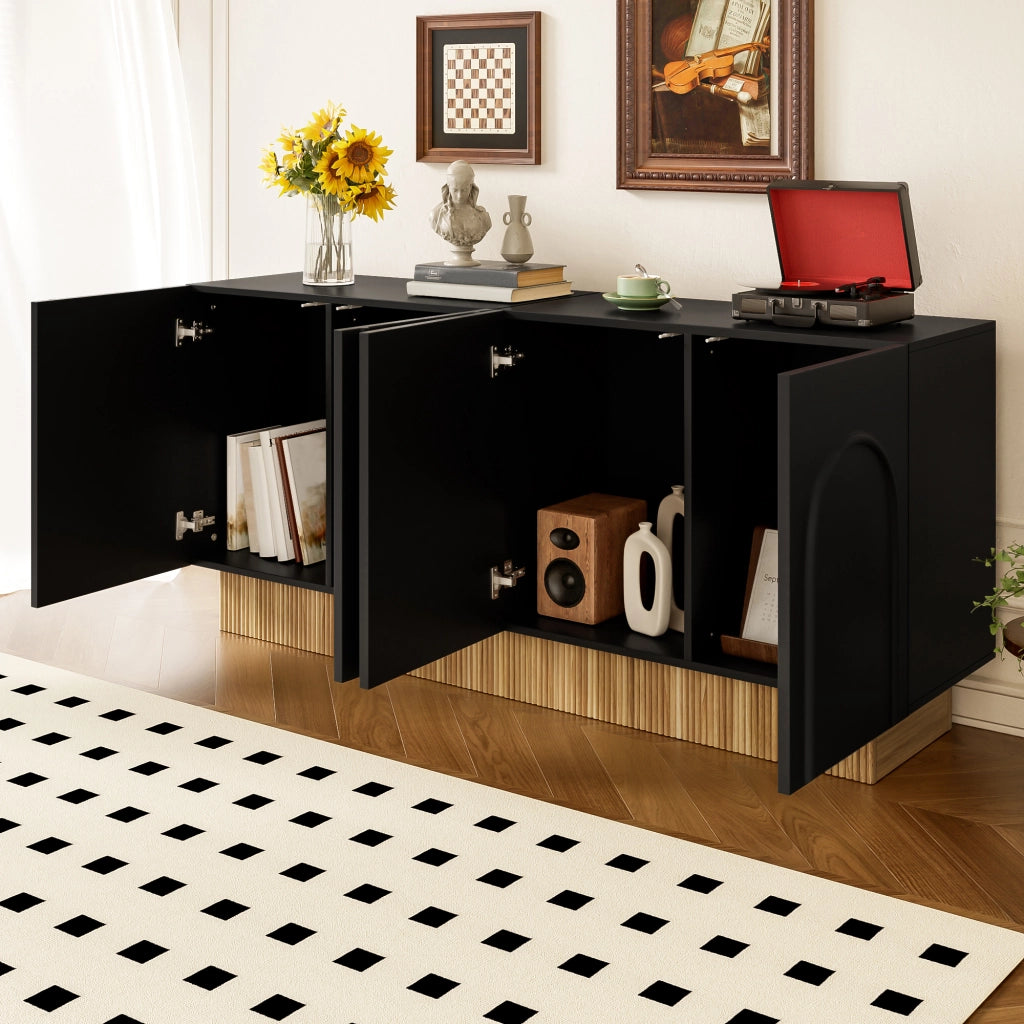 OKWISH Madia con 4 Ante, Ampio Spazio Contenitivo, Frontale Opaco, per Soggiorno e Sala da Pranzo, 160 × 38 × 75 cm