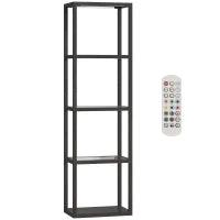 Lampada LED RGB 4 livelli con Ripiani in Vetro, Telecomando e Sincronizzazione Musica, Nero