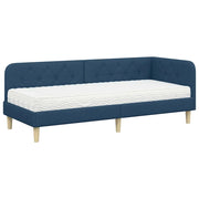 Letto singolo | Letto per adulti | Cornice del letto ad angolo Blu 80 x 200 cm Tessuto