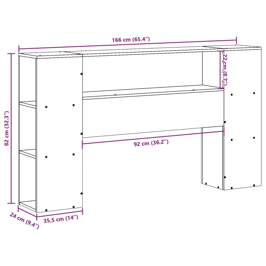 Testiera con Ripiani Marrone Cera 160 cm in Legno di Pino 855626