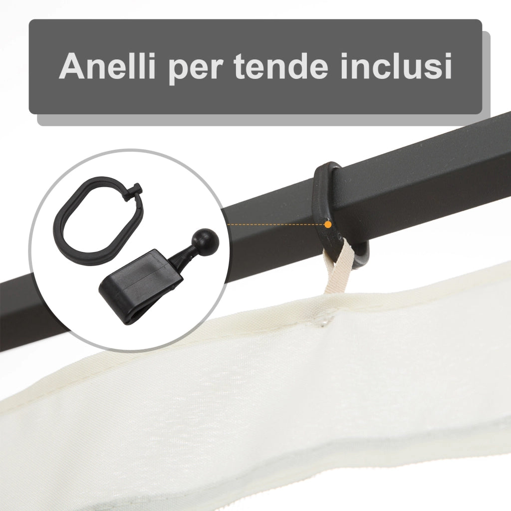 EasyComfort Zanzariera per Gazebo Tende di Ricambio Universale con Cerniere, 352x207cm - Nero e Beige