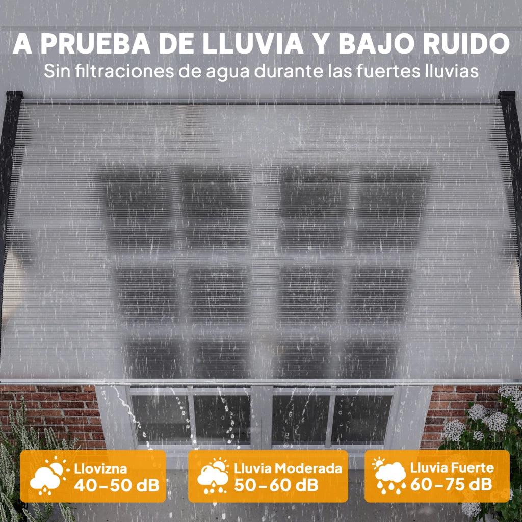 Tettoia da Esterno per Porte e Finestre ¨C zephmum ¨C Trasparente Alluminio 150x90x25 cm