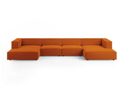 Cosmopolitan Design - Divano panoramico "Arendal" 6 posti in velluto terracotta 
