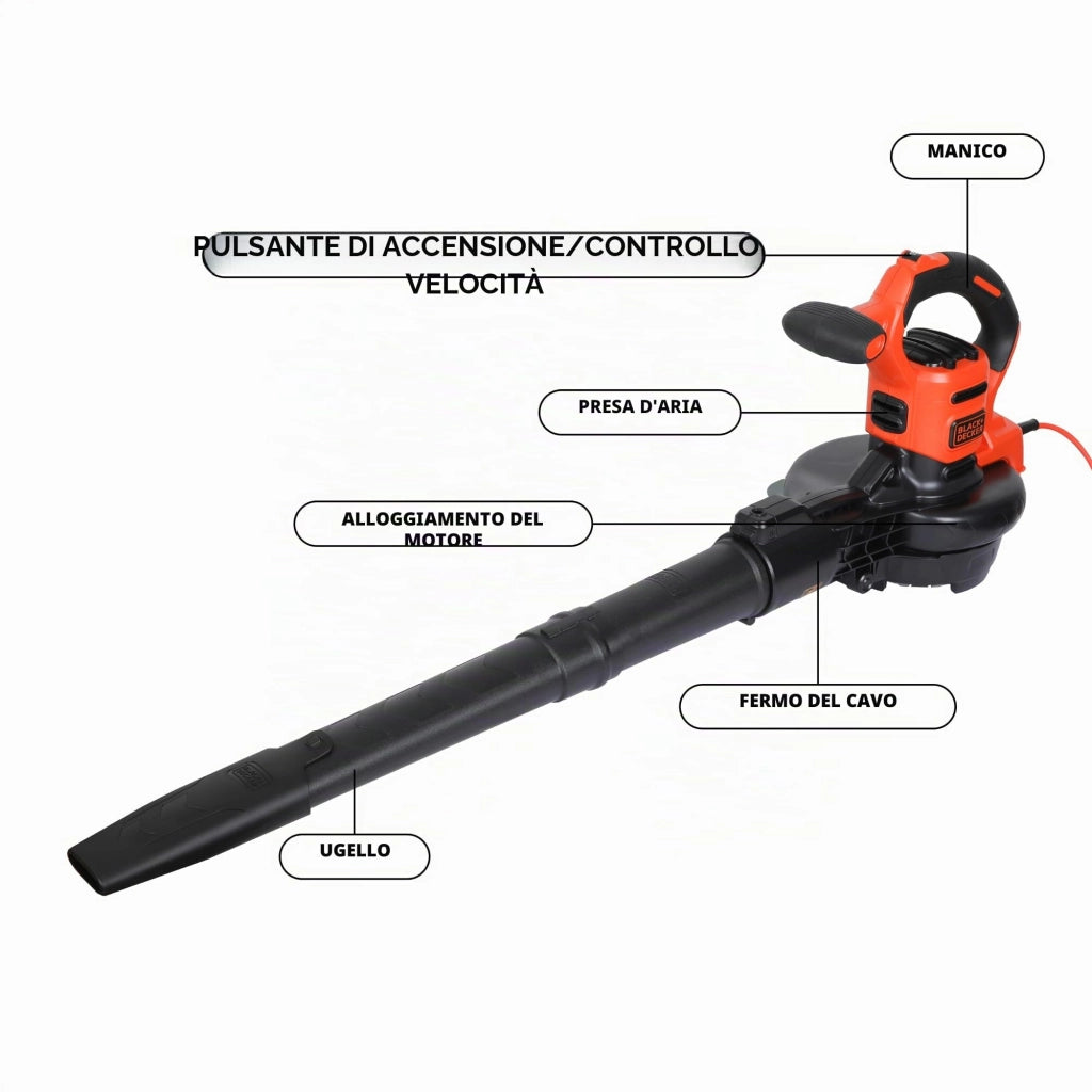 Soffiatore Aspiratore Trituratore Black Decker BEBLV300 Qs 3000 w