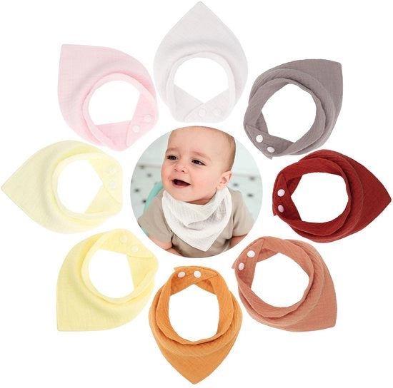 Set di fasce per bambini 8 pezzi Fasce assorbenti per bimbi unisex per maschi e femmine 100% cotone per il controllo dei denti e dei lecca lecca