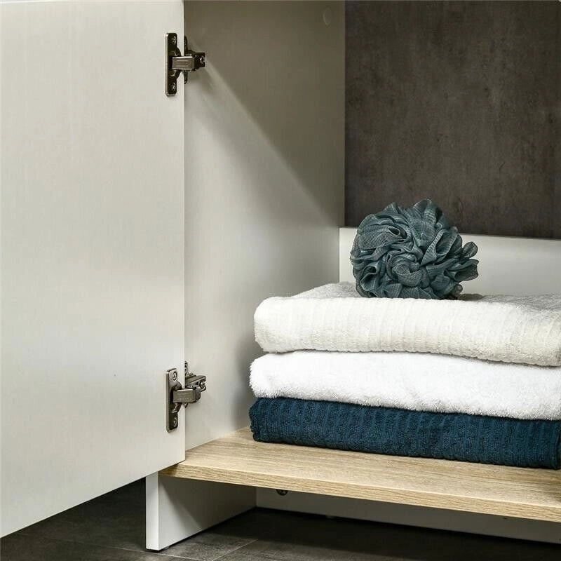 MOBILE BAGNO SOTTOLAVABO CON ARMADIETTO E 2 MENSOLE 77X45X60CM BIANCO E LEGNO