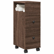 Mobile da Bagno Stretto con Ruote Rovere Marrone in Truciolato
