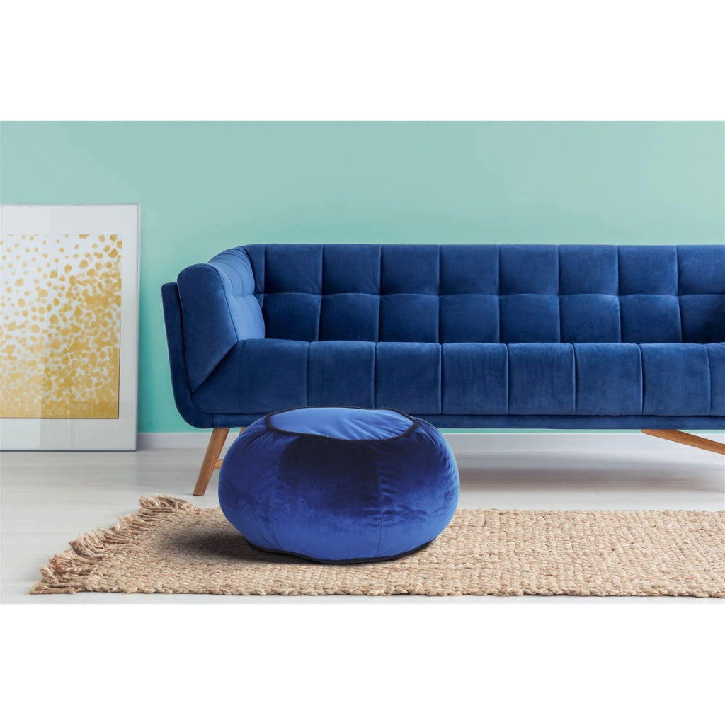 Pouf Taj Mahal in velluto blu