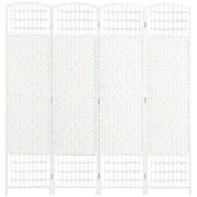 Paravento a 4 Ante Pieghevole per Interni, Autoportante e Intrecciato, 160x170 cm, Bianco