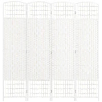 Paravento a 4 Ante Pieghevole per Interni, Autoportante e Intrecciato, 160x170 cm, Bianco