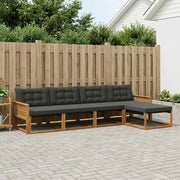 Set di divani da esterno con cuscino 5 pcs Naturale e Nero