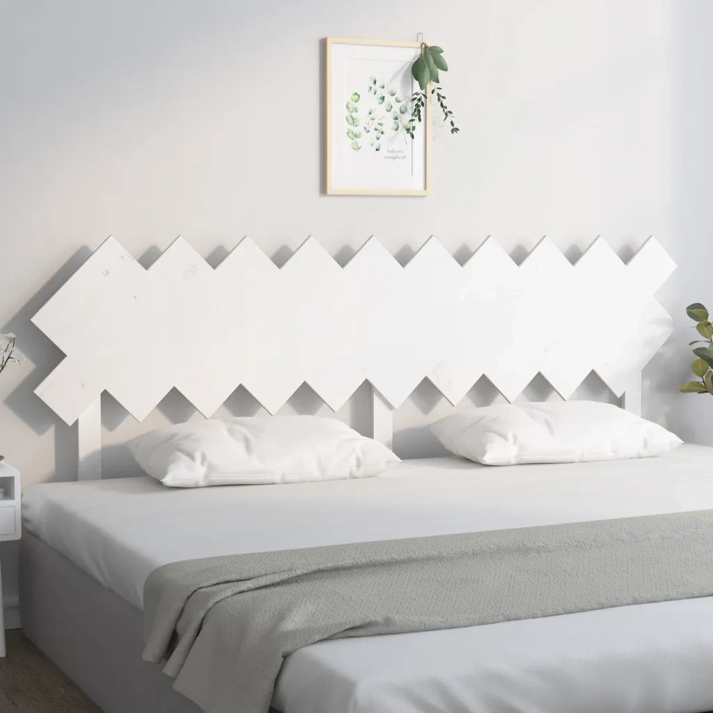 Testiera | Testata per Letto Bianca 196x3x80,5 cm Legno Massello di Pino