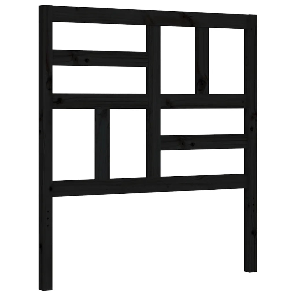 Letto singolo | Letto per adulti | Giroletto con Testiera Nero Small Single in Legno Massello
