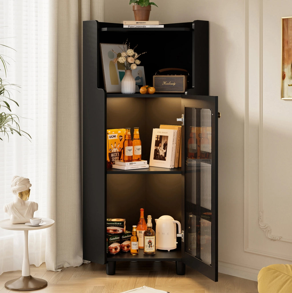 Credenza angolare nera con LED e app