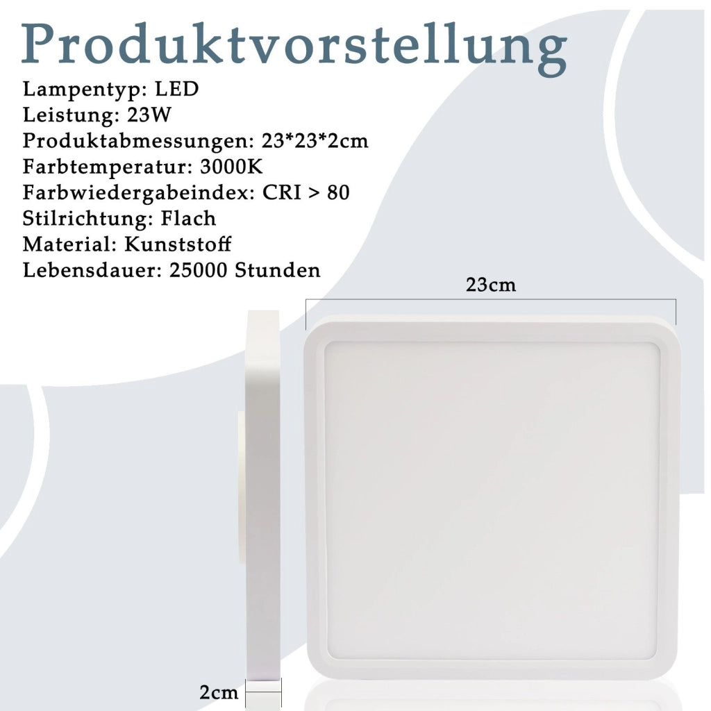 ZMH Lampada da soffitto plafoniera LED nera 23W 23cm bianco caldo per camera letto
