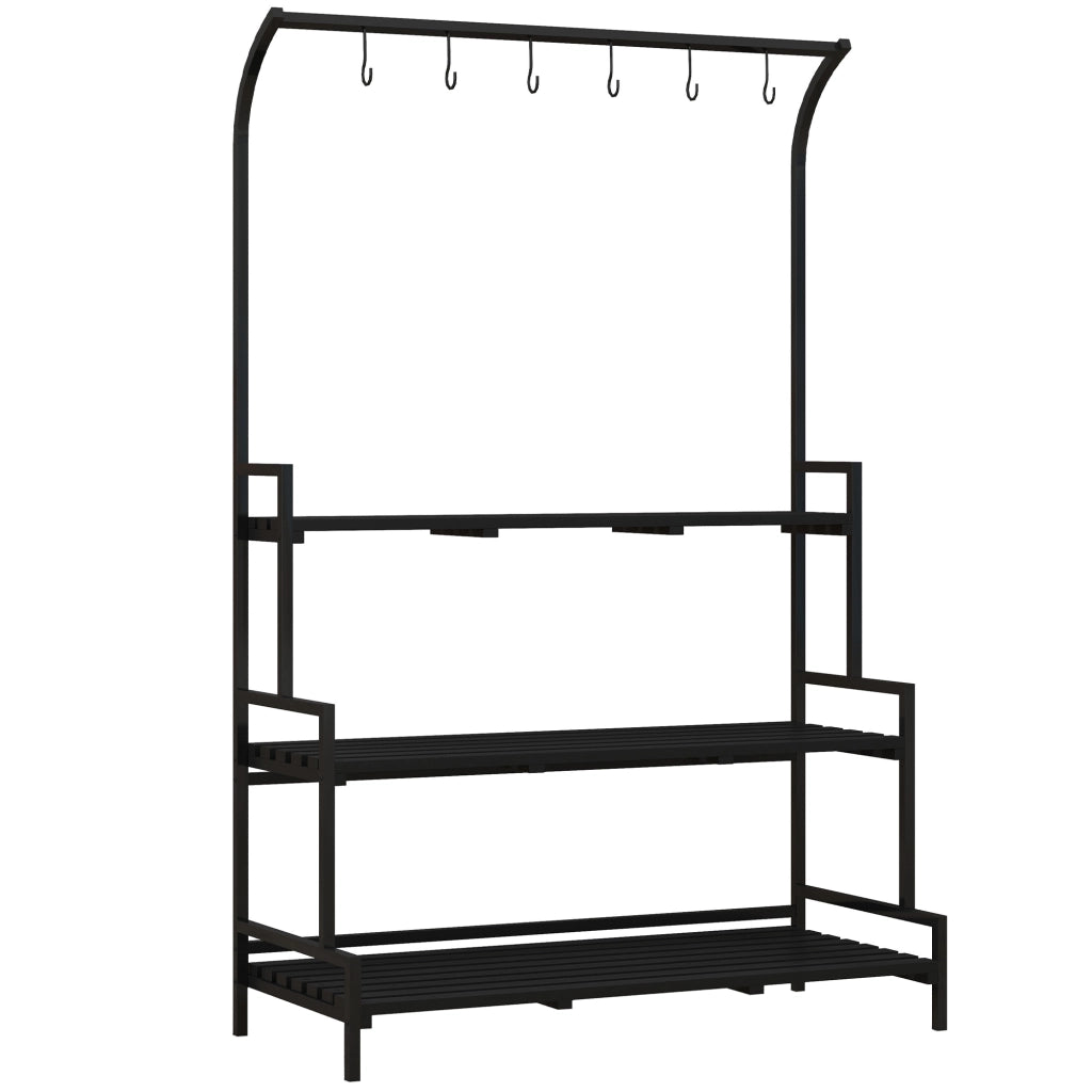 Fioriera 3 piani 6 ganci per interni ed esterni ¨C zephmum ¨C metallo nero 170x110x50 cm