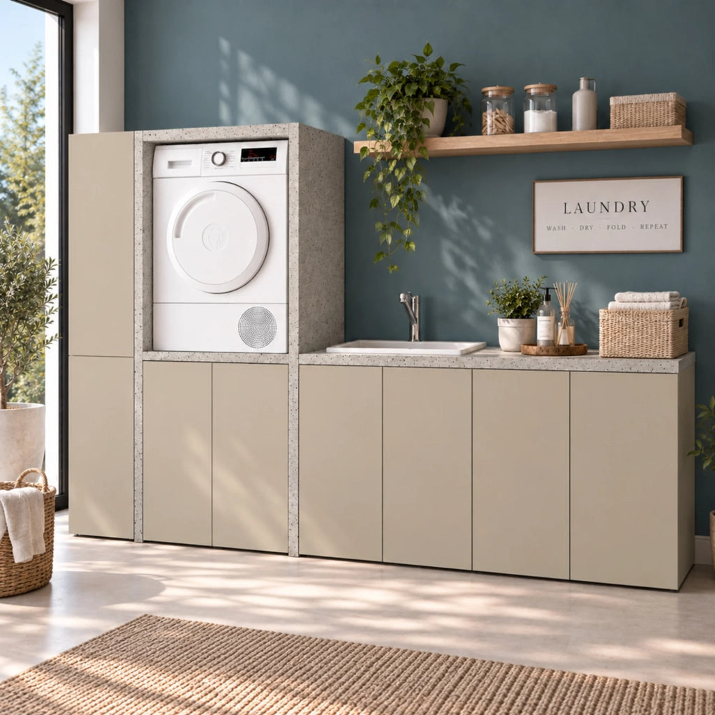 Mobile multiuso con due ante 71x65x91 cm pietra e tortora Wanda